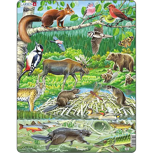 Larsen Puzzle Tiere des skandinavischen Waldes - 45 Teile