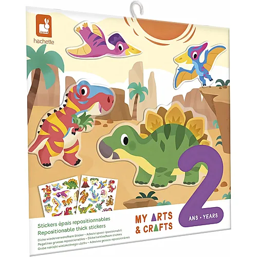 J09158 Janod-30 Dicke, unendlich positionierbare Sticker-Thema Dinosaurier-2 Hintergr�nde & 2 Stickerb�gen-Wasserreinigung-Kreatives Freizeitset f�r Kinder-2 Jahre und +