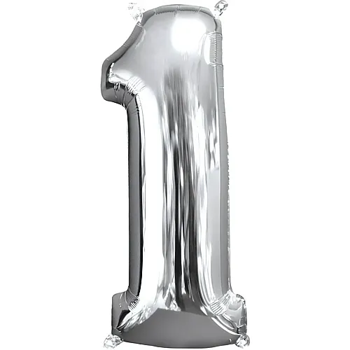 Folienballon Zahl 1 Silber - 102 cm