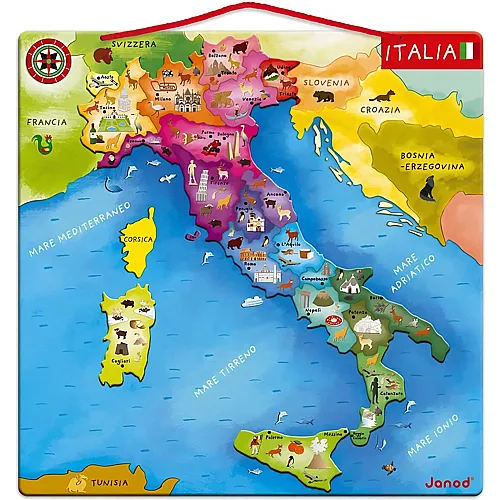 Janod Puzzle Italienkarte magnetisch - 20 Teile