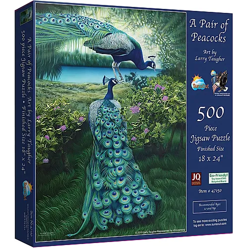 SunsOut Puzzle Larry Taugher A Pair of Peacocks - 500 Teile