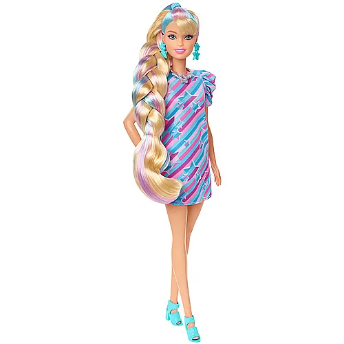 Barbie Totally Hair Puppe Blond im Sternen-Print Kleid
