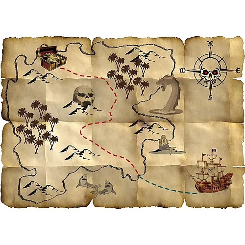 Folat Schatzkarte Red Pirate 4 Stk. 21x29cm