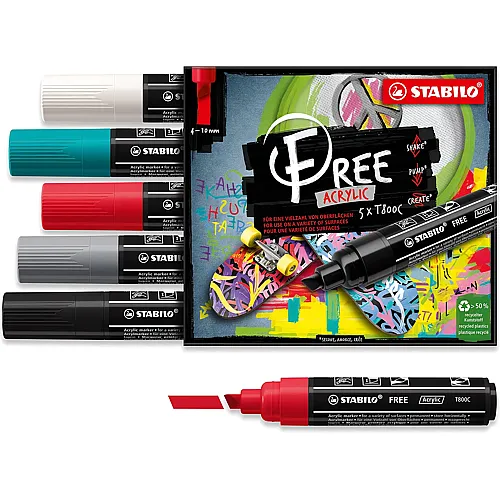 Stabilo FREE Acrylic T800C Bold - 5 Teile