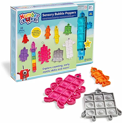 Learning Resources Numberblocks Blasen-Popper, 10 Popper mit Schl�sselanh�nger, Sensorisches und Anti-Stress-Spielzeug, Zahlen und Z�hlen