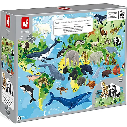 Janod Puzzle Bedrohte Tierarten (350Teile)