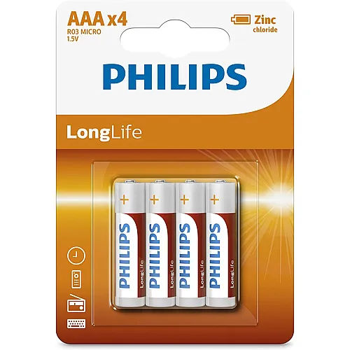 Philips Batterien LongLife R03 (AAA) (4Teile)