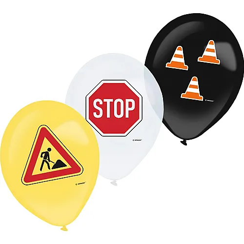 Gummiballons Baustelle 6 St�ck mit drei Sujets 27cm �