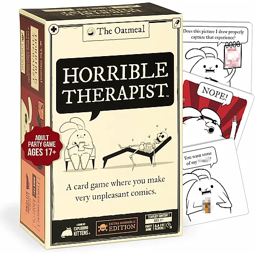 Exploding Kittens Horrible Therapist: Extra Horrible Edition by 3-8 Players - Ages 17+ - 15 Minutes to Play - Explicit Comic Building Game - Party Game, Family Game Night, Adult Card Game