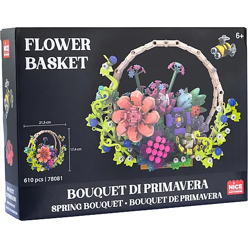 Steckblumen im Korb mit Biene und Marienk�fer - 610 Teile