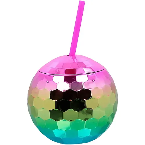 Discokugel Trinkkugel mit Strohhalm 650ml 11cm