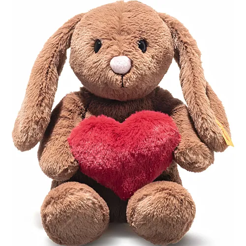 Steiff Hoppie Hase mit Herz Braun - 16 cm