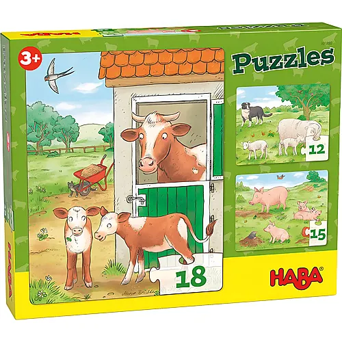 HABA Puzzle Bauernhoftierkinder (12,15,18)