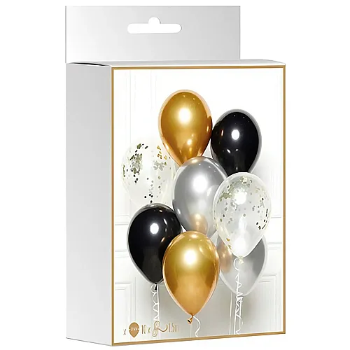 Ballon-Set Deluxe Gold /Silber/ Schwarz 8Teile