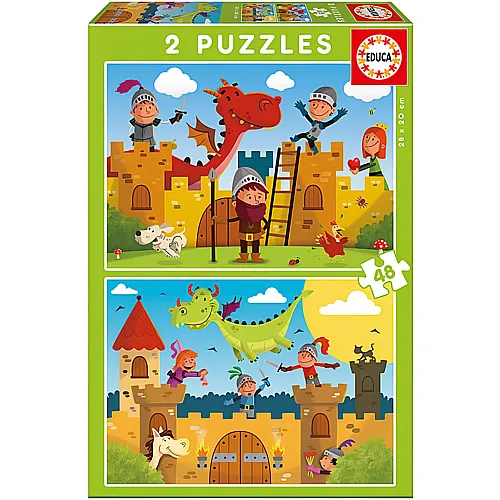 Educa Puzzle Drachen und Ritter (2x48)