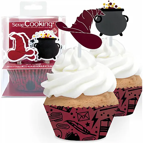 ScrapCooking 24 Muffinf�rmchen + 24 Cake Toppers Zauberer - 48 Teile