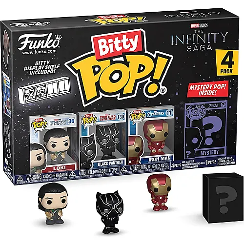 Funko Bitty Pop! Avengers 4er Pack Loki, Black Panther, Iron Man & Mystery