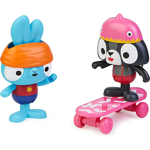 Spin Master Brave Bunnies Skateboard Pack, Skaten mit Bop Hase und Waschb�r, mit 2 Actionfiguren und 1 Skateboard als Zubeh�r, Spielzeug f�r Kinder ab 3 Jahren, Basic Figuren Set