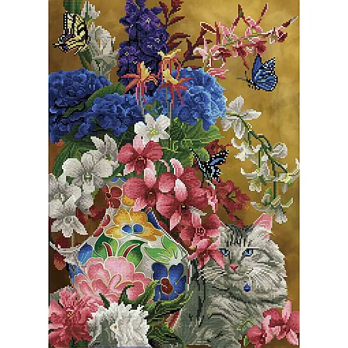 Diamond Dotz Diamond Painting Katze & Blumen