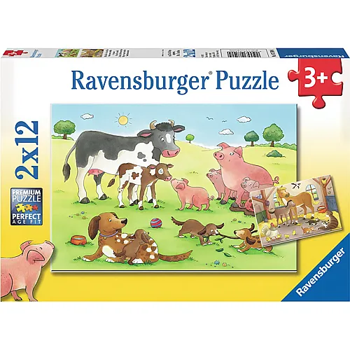 Ravensburger Puzzle Glckliche Tierfamilien (2x12)