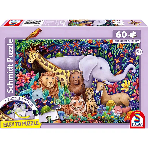 Schmidt Puzzle Bunte Tierwelt - 60 Teile