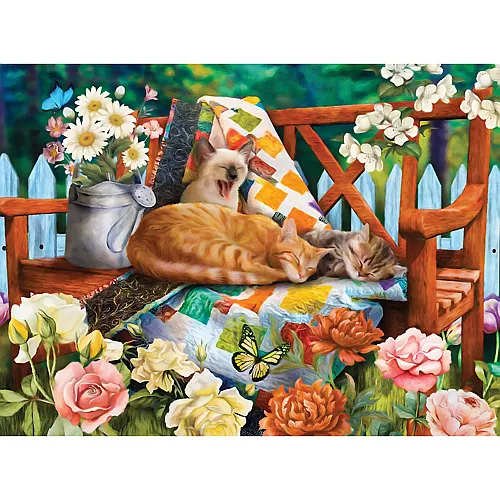 SunsOut Puzzle Tom Wood Garden Cats - 1000 Teile