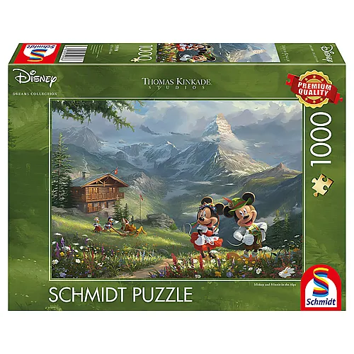 Schmidt Puzzle Thomas Kinkade Mickey Mouse & Minnie in den Alpen (1000Teile)