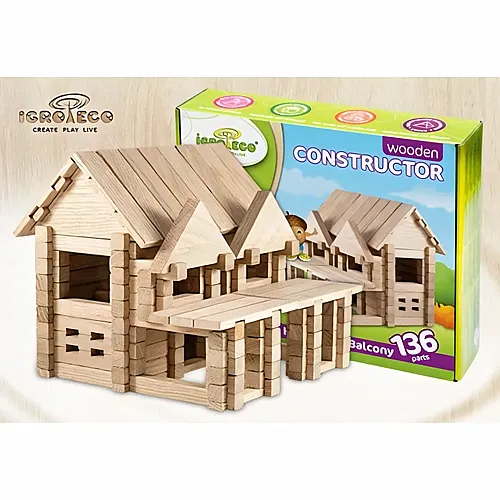 Creatif Wood Coffret Construction Bois Maison Avec Balcon 136pcs