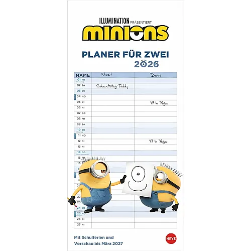Heye Minions Planer f�r Zwei 2026