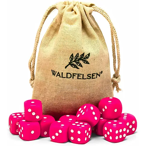 Waldfelsen 6, 12, 20, 30 oder 50 hochqualitative W�rfel Standardgr�sse 16 mm Acrylw�rfel Knobel Spielw�rfel Dice 6-seitig sechsseitig Spielzubeh�r Set mit Stoffbeutel (Pink, 12 St�ck)