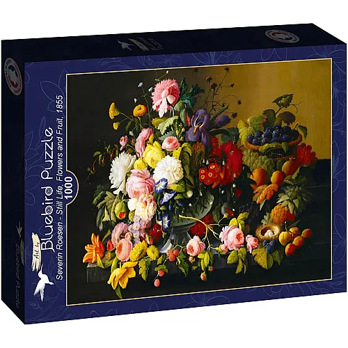 Bluebird Puzzle Severin Roesen Still Life, Flowers and Fruit, 1855 - 1000 Teile
