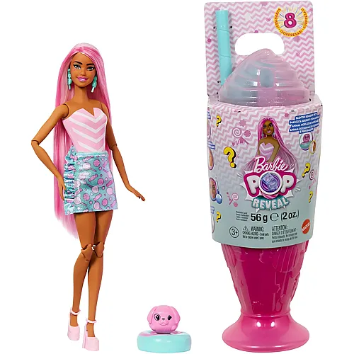 Barbie Pop Reveal Puppe Treat-Serie Sweet Swirl Design mit Haustier