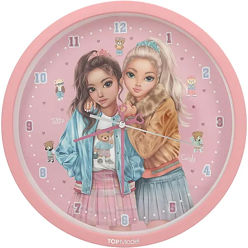 Team Teddy - Wanduhr in Rosa