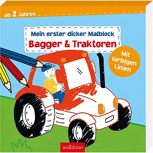 ars Edition Erster dicker Malblock Bagger & Traktor