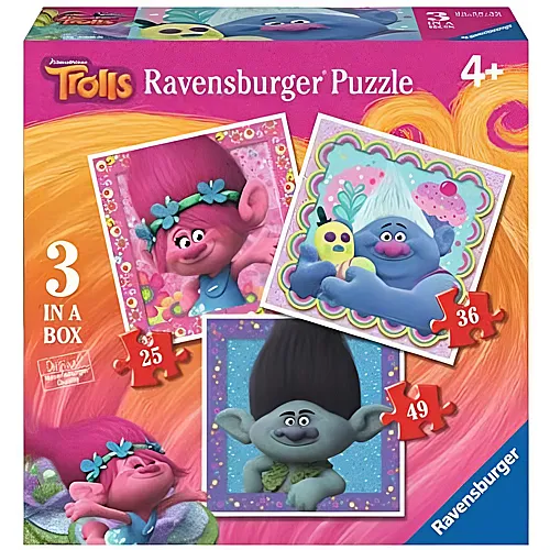 Ravensburger Puzzle 3in1 Trolls - 25 Teile