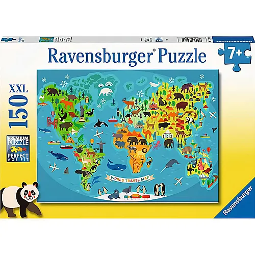 Ravensburger Puzzle Tierische Weltkarte (150XXL)