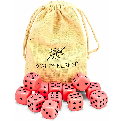 Waldfelsen 12 hochqualitative W�rfel von  Standardgr�sse 16 mm Acrylw�rfel Knobel Spielw�rfel Dice 6-seitig sechsseitig Spielzubeh�r Set mit Stoffbeutel (Rosa, 12 St�ck)