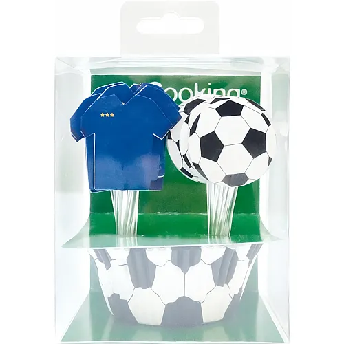 24 Muffinf�rmchen + 24 Toppers Fussball - 48 Teile