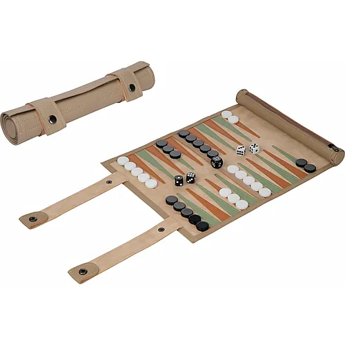 Philos Backgammon, Reise, rollbares Spielfeld, Kunstleder