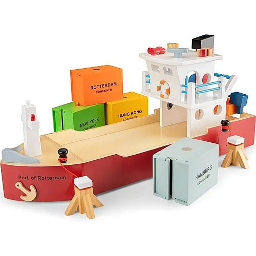 New Classic Toys Container Schiff mit 4 Containern