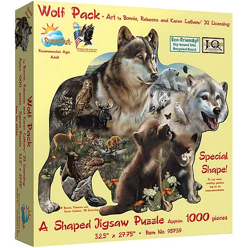 SunsOut Puzzle Bonnie, Rebecca and Karen Latham - Wolf Pack - 1000 Teile