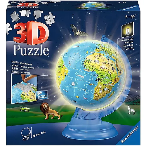 Puzzleball Kinderglobus mit Licht 180Teile