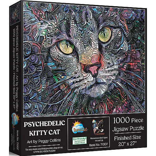 SunsOut Puzzle Peggy Collins Psychedelische Katze - 1000 Teile