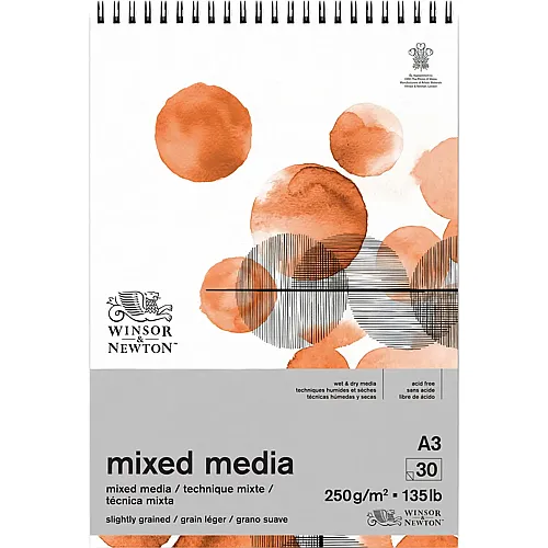 Winsor & Newton W&n Mixed Media Block, 30 Blatt, 250g/m�, Din A3