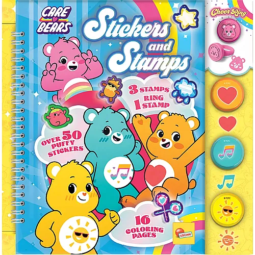 Lisciani Care Bears Malbuch Sticker (8) und Stempel 16 Seiten, Stempel,