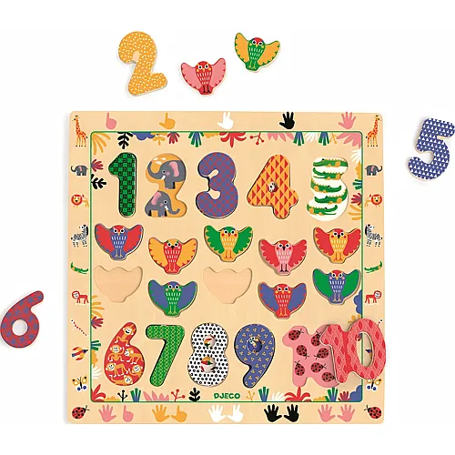 Djeco Puzzle Zahlen 1 bis 10 - 20 Teile