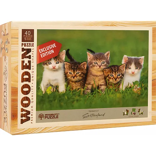 Wooden City Mini-Puzzle Holz Kätzchen