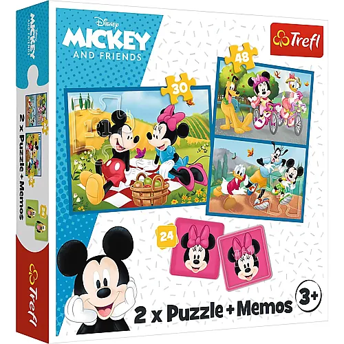 Trefl Puzzle Mickey Mouse 3in1 Lerne die Disney-Helden kennen (24-48)