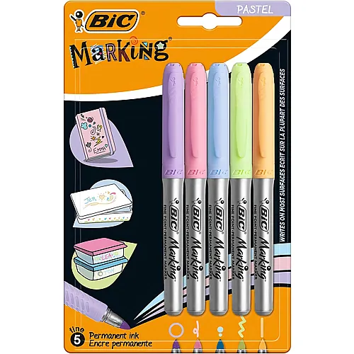 BIC Intensity Filzstifte Permanent Pastell, 5 Stk.
