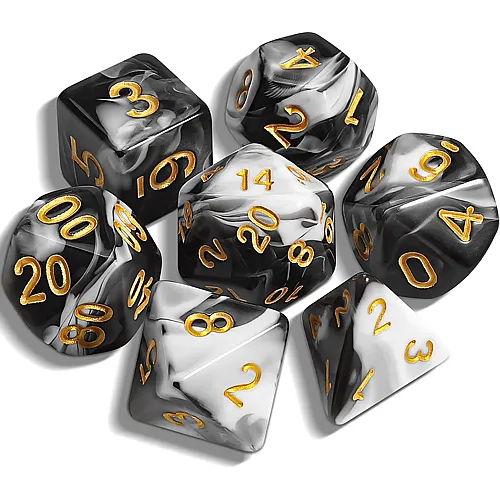 Dice Polyedrisches W�rfel Set Schwarz/Weiss 7Teile